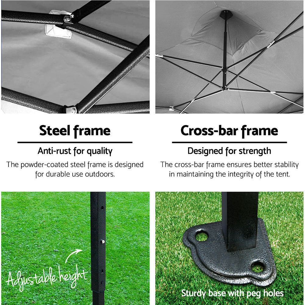Canopies & Gazebos: Instahut Gazebo Pop Up Marquee 3x3 Folding Tent Wedding Gazebos 500D Oxford Blue