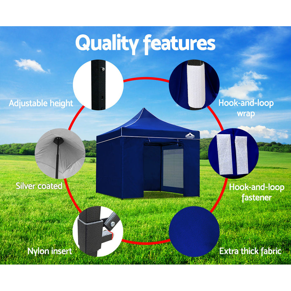 Canopies & Gazebos: Instahut Gazebo Pop Up Marquee 3x3 Folding Tent Wedding Gazebos 500D Oxford Blue