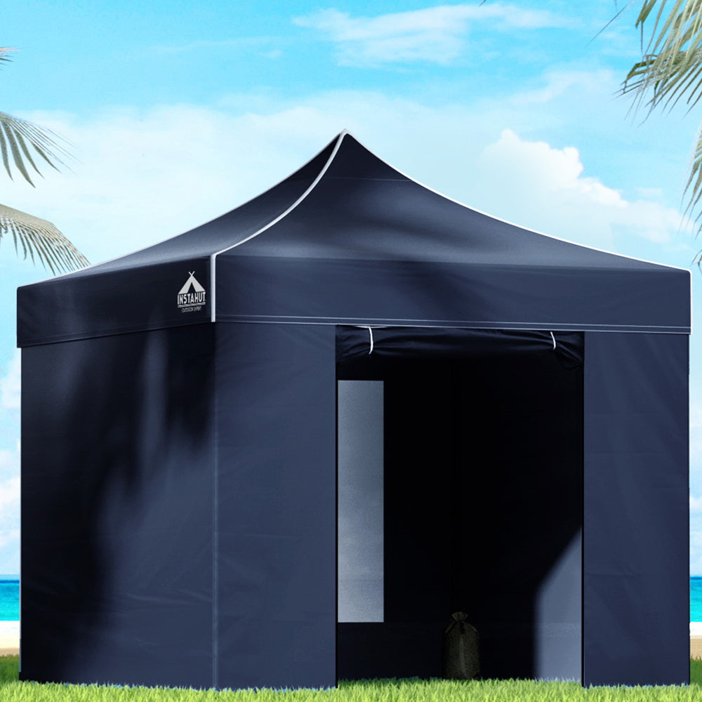 Canopies & Gazebos: Instahut Gazebo Pop Up Marquee 3x3 Folding Tent Gazebos Camping 500D Oxford Navy
