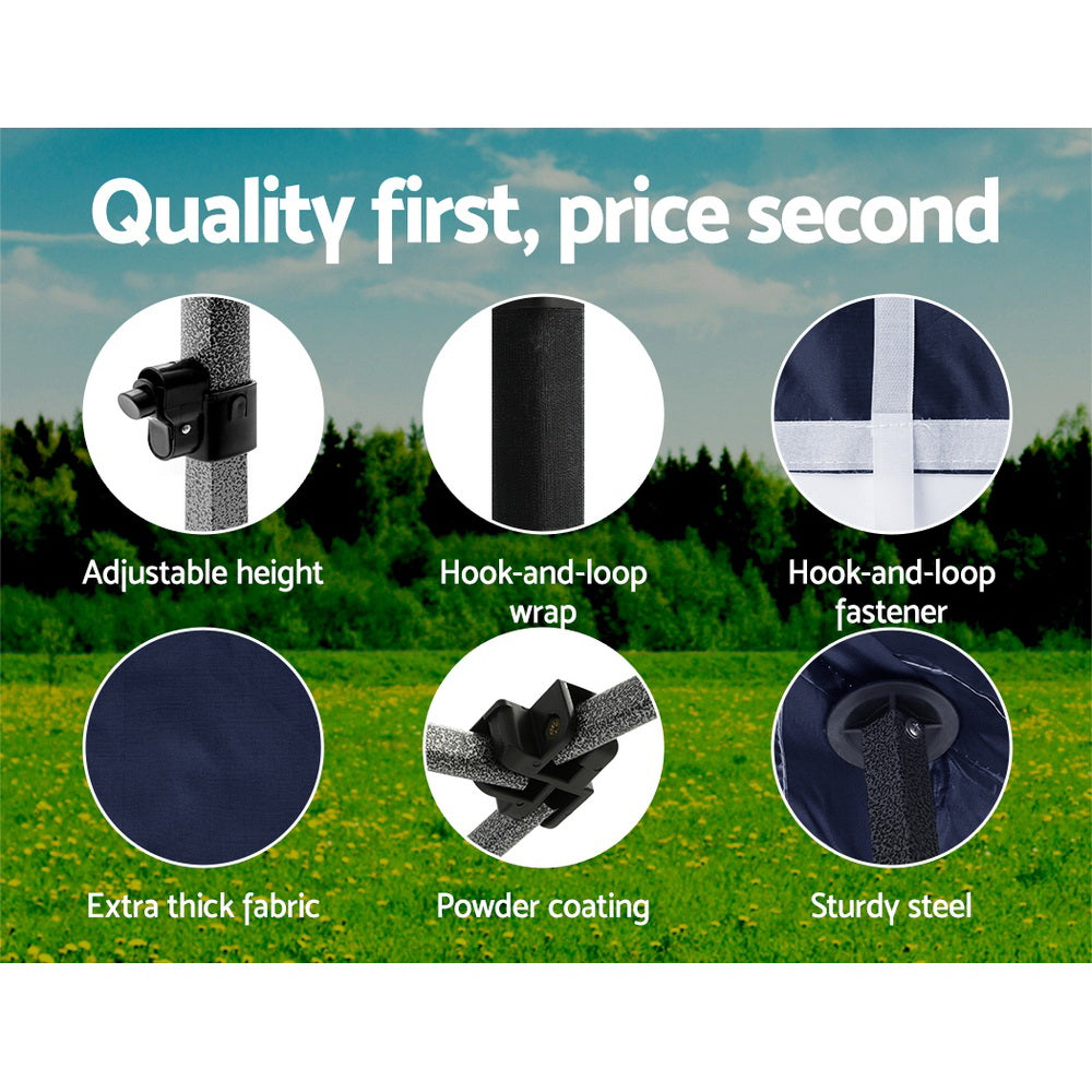 Canopies & Gazebos: Instahut Gazebo Pop Up Marquee 3x3 Folding Tent Gazebos Camping 500D Oxford Navy