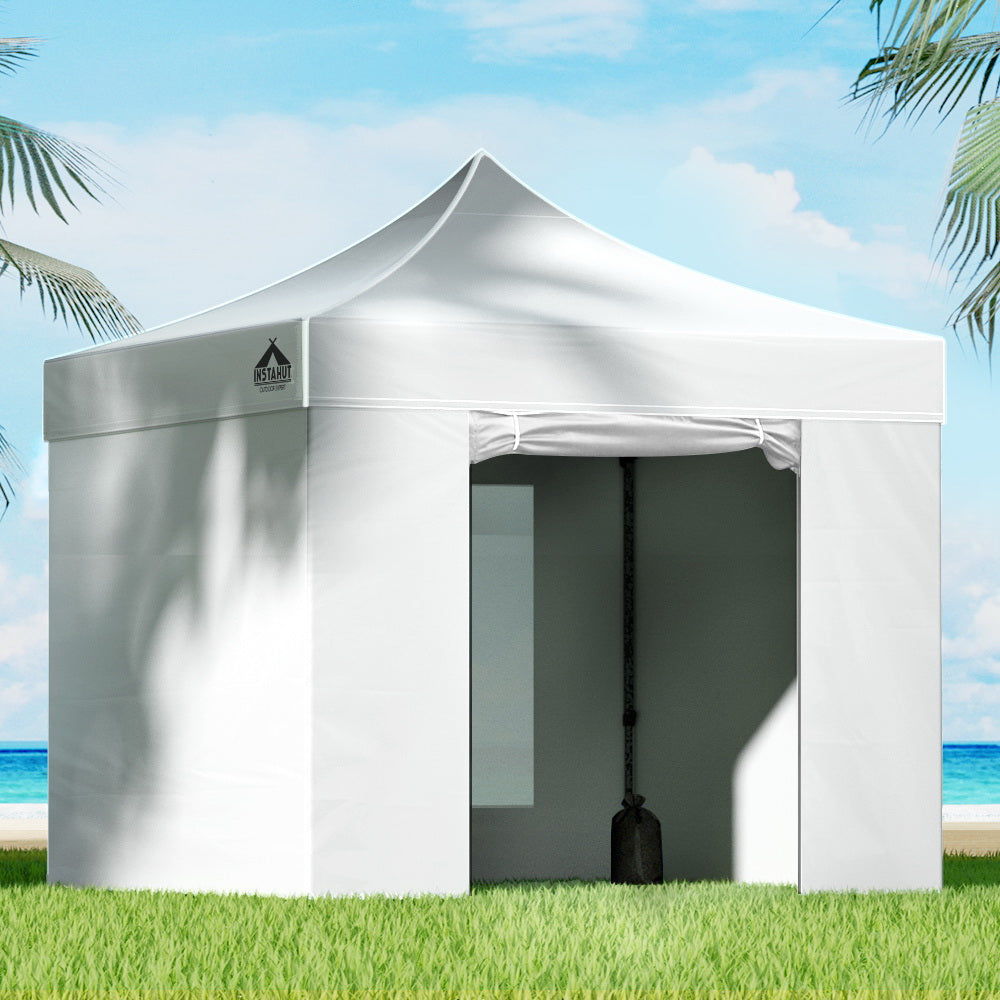 Canopies & Gazebos: Instahut Gazebo Pop Up Marquee 3x3 Folding Tent Wedding Gazebos 500D White