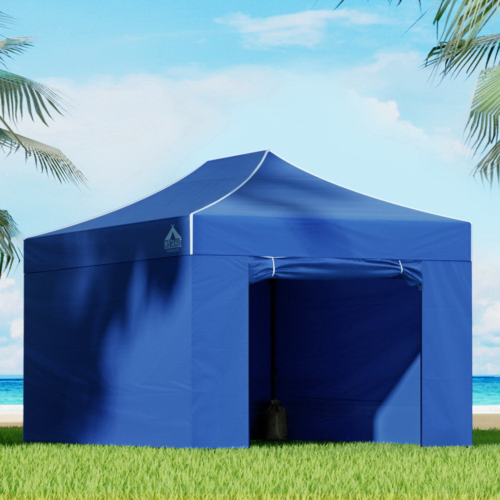 Canopies & Gazebos: Instahut Gazebo 3x4.5 Pop Up Marquee Folding Tent Wedding Gazebos Camping Outdoor Shade Canopy Blue