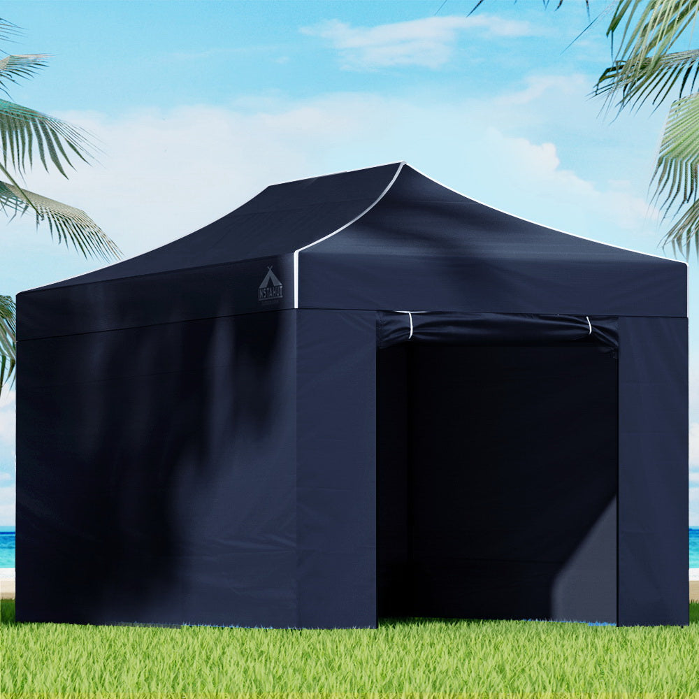 Canopies & Gazebos: Instahut Gazebo 3x4.5 Pop Up Marquee Folding Tent Wedding Gazebos Camping Outdoor Shade Canopy Navy