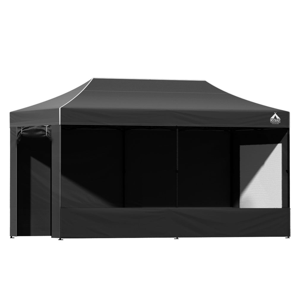 Canopies & Gazebos: Instahut Gazebo 3x6 Pop Up Marquee Folding Tent Wedding Gazebos Camping Outdoor Shade Canopy Black