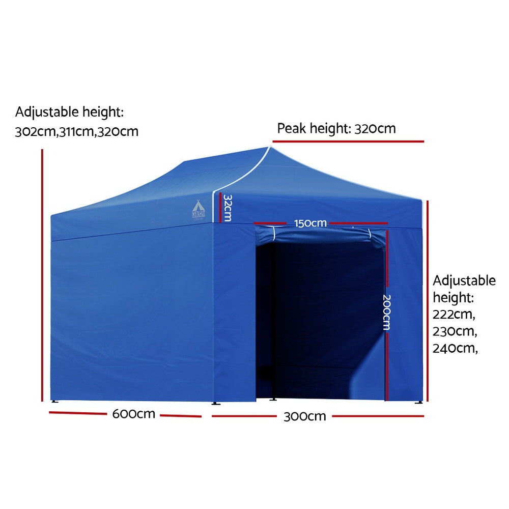 Canopies & Gazebos: Instahut Gazebo 3x6 Pop Up Marquee Folding Tent Wedding Gazebos Camping Outdoor Shade Canopy Blue
