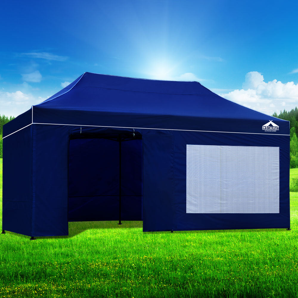 Canopies & Gazebos: Instahut Gazebo 3x6 Pop Up Marquee Folding Tent Wedding Gazebos Camping Outdoor Shade Canopy Blue
