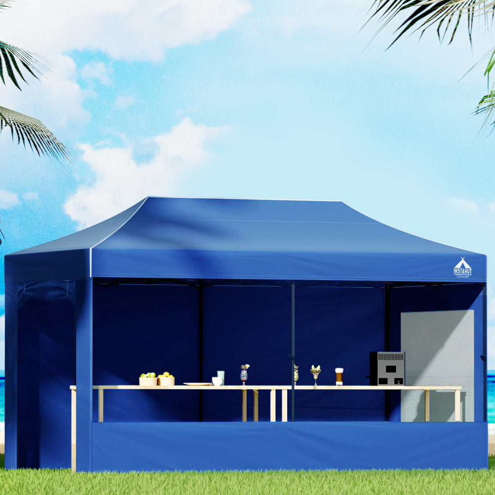 Canopies & Gazebos: Instahut Gazebo 3x6 Pop Up Marquee Folding Tent Wedding Gazebos Camping Outdoor Shade Canopy Blue
