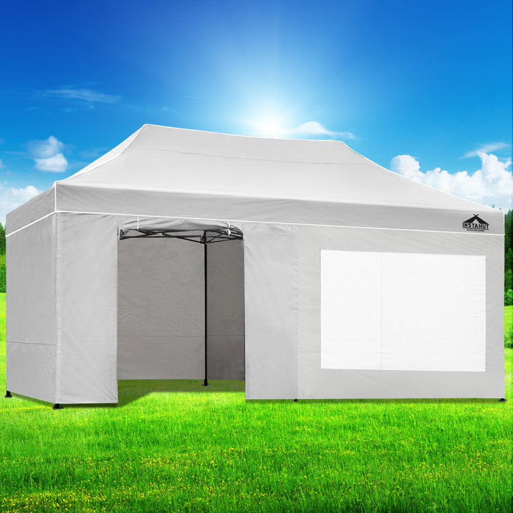 Canopies & Gazebos: Instahut Gazebo Pop Up Marquee 3x6 Folding Tent Gazebos 500D Oxford Fabric White