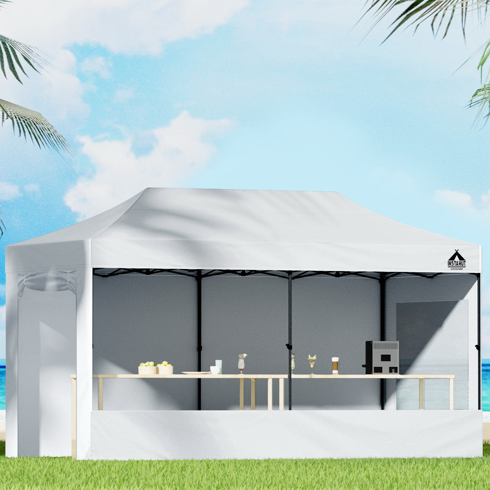 Canopies & Gazebos: Instahut Gazebo Pop Up Marquee 3x6 Folding Tent Gazebos 500D Oxford Fabric White