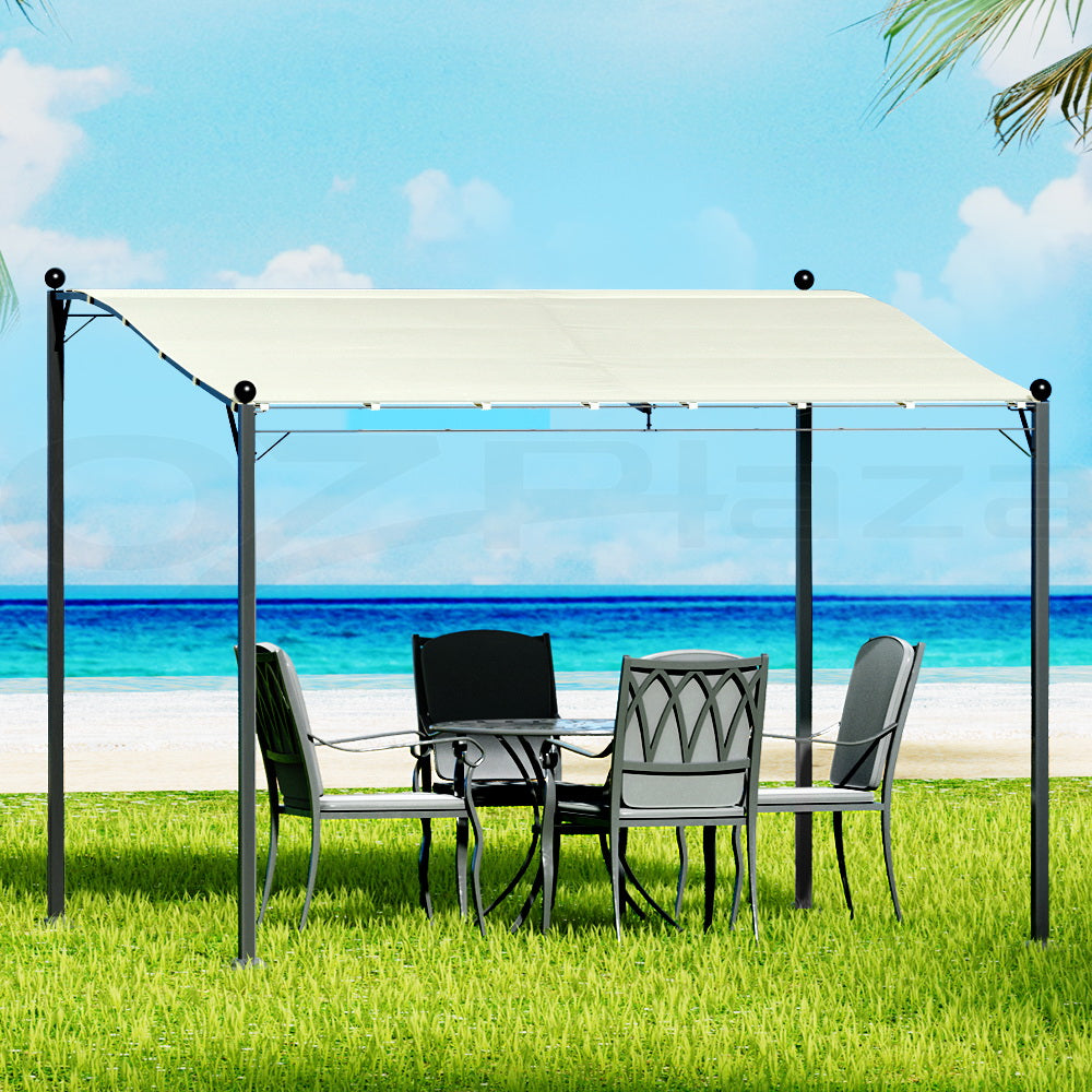 Canopies & Gazebos: Instahut Gazebo Marquee 3m Outdoor Event Wedding Tent Camping Party Shade Iron Art Canopy Beige