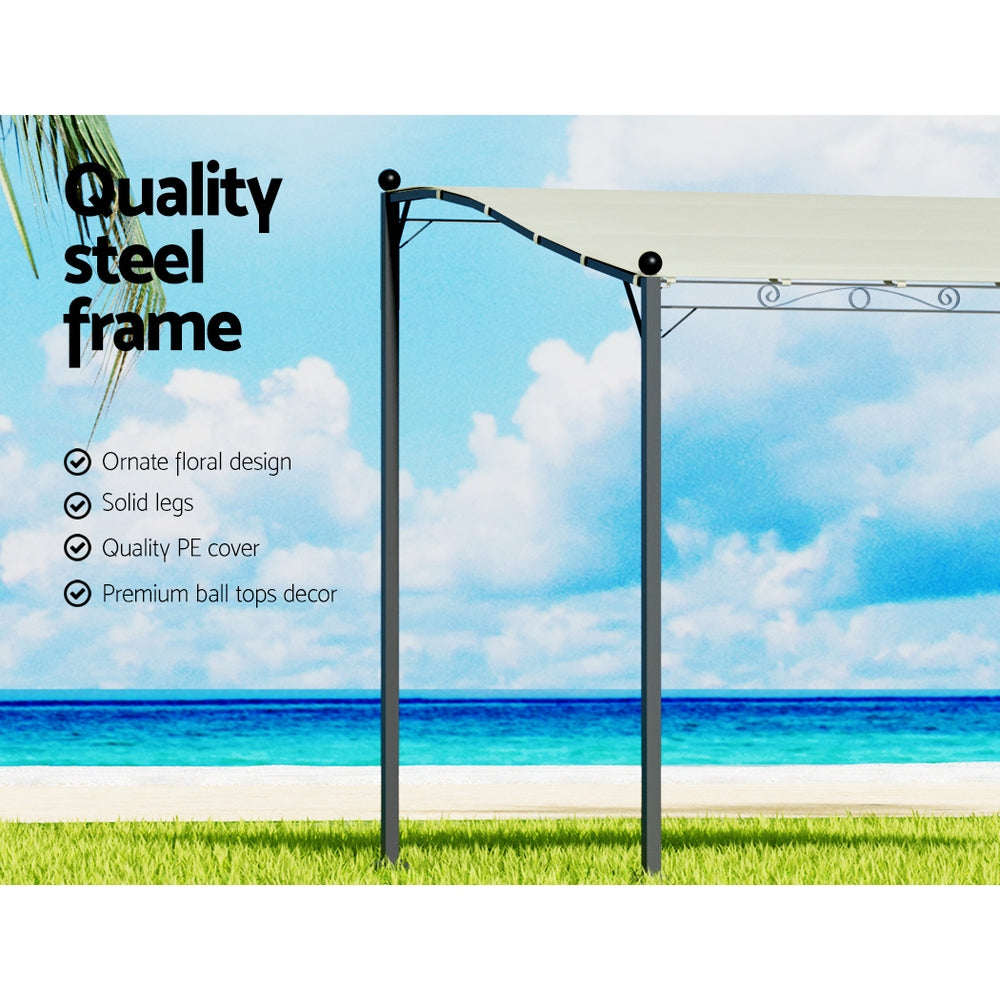 Canopies & Gazebos: Instahut Gazebo Marquee 3m Outdoor Event Wedding Tent Camping Party Shade Iron Art Canopy Beige