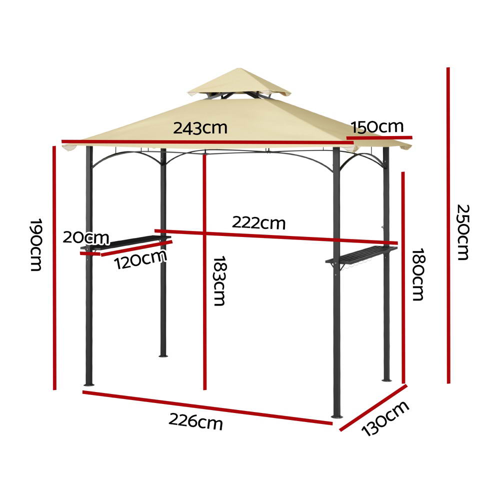 Canopies & Gazebos: Instahut Gazebo Outdoor Patio Marquee BBQ Grill Shelter Garden Shade Hooks Beige