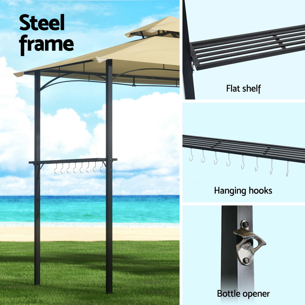 Canopies & Gazebos: Instahut Gazebo Outdoor Patio Marquee BBQ Grill Shelter Garden Shade Hooks Beige