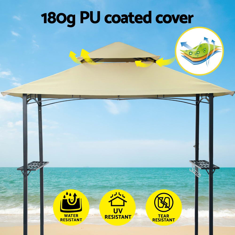 Canopies & Gazebos: Instahut Gazebo Outdoor Patio Marquee BBQ Grill Shelter Garden Shade Hooks Beige