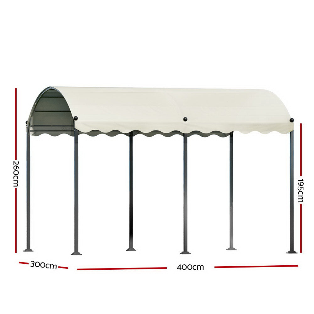 Canopies & Gazebos: Instahut Gazebo Marquee 4x3m Outdoor Event Wedding Tent Camping Party Shade Iron Art Canopy Beige