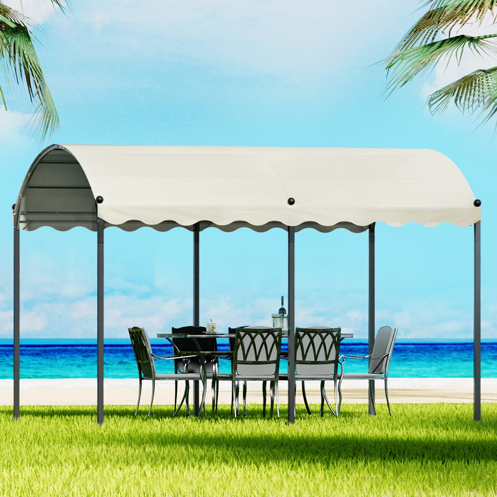 Canopies & Gazebos: Instahut Gazebo Marquee 4x3m Outdoor Event Wedding Tent Camping Party Shade Iron Art Canopy Beige
