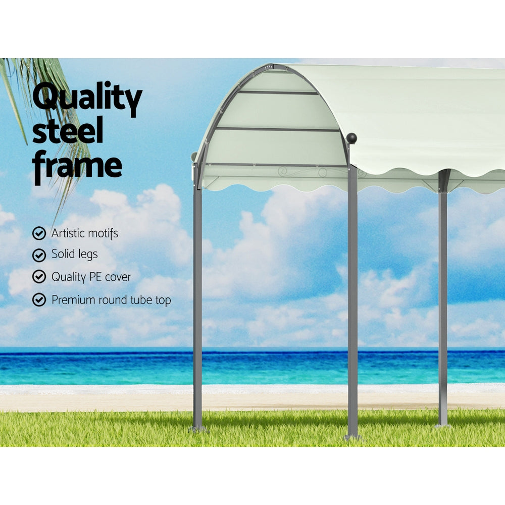 Canopies & Gazebos: Instahut Gazebo Marquee 4x3m Outdoor Event Wedding Tent Camping Party Shade Iron Art Canopy Beige