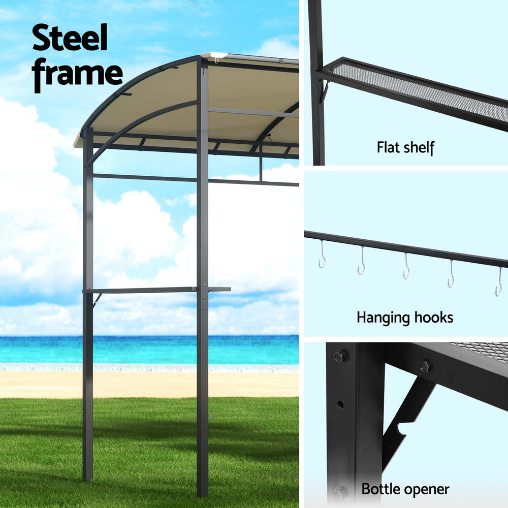 Canopies & Gazebos: Instahut Gazebo Outdoor BBQ Grill Patio Garden Marquee Shade Shelter Shelf Hooks Beige