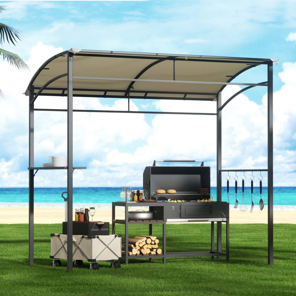 Canopies & Gazebos: Instahut Gazebo Outdoor BBQ Grill Patio Garden Marquee Shade Shelter Shelf Hooks Beige