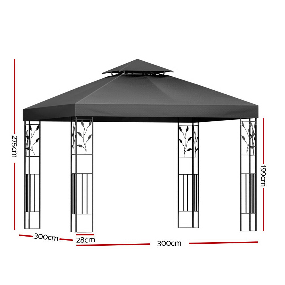 Canopies & Gazebos: Instahut Gazebo 3x3m Marquee Outdoor Wedding Party Event Tent Home Iron Art Shade Grey