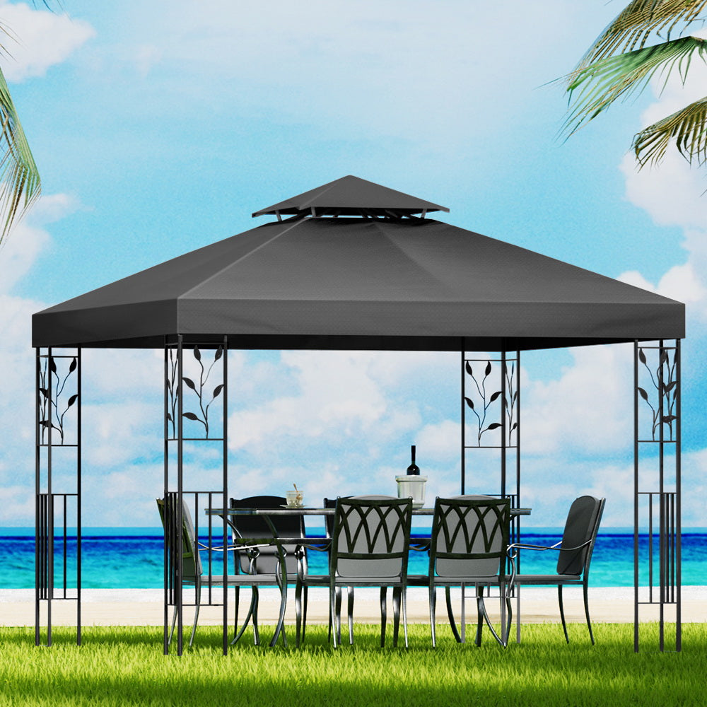 Canopies & Gazebos: Instahut Gazebo 3x3m Marquee Outdoor Wedding Party Event Tent Home Iron Art Shade Grey