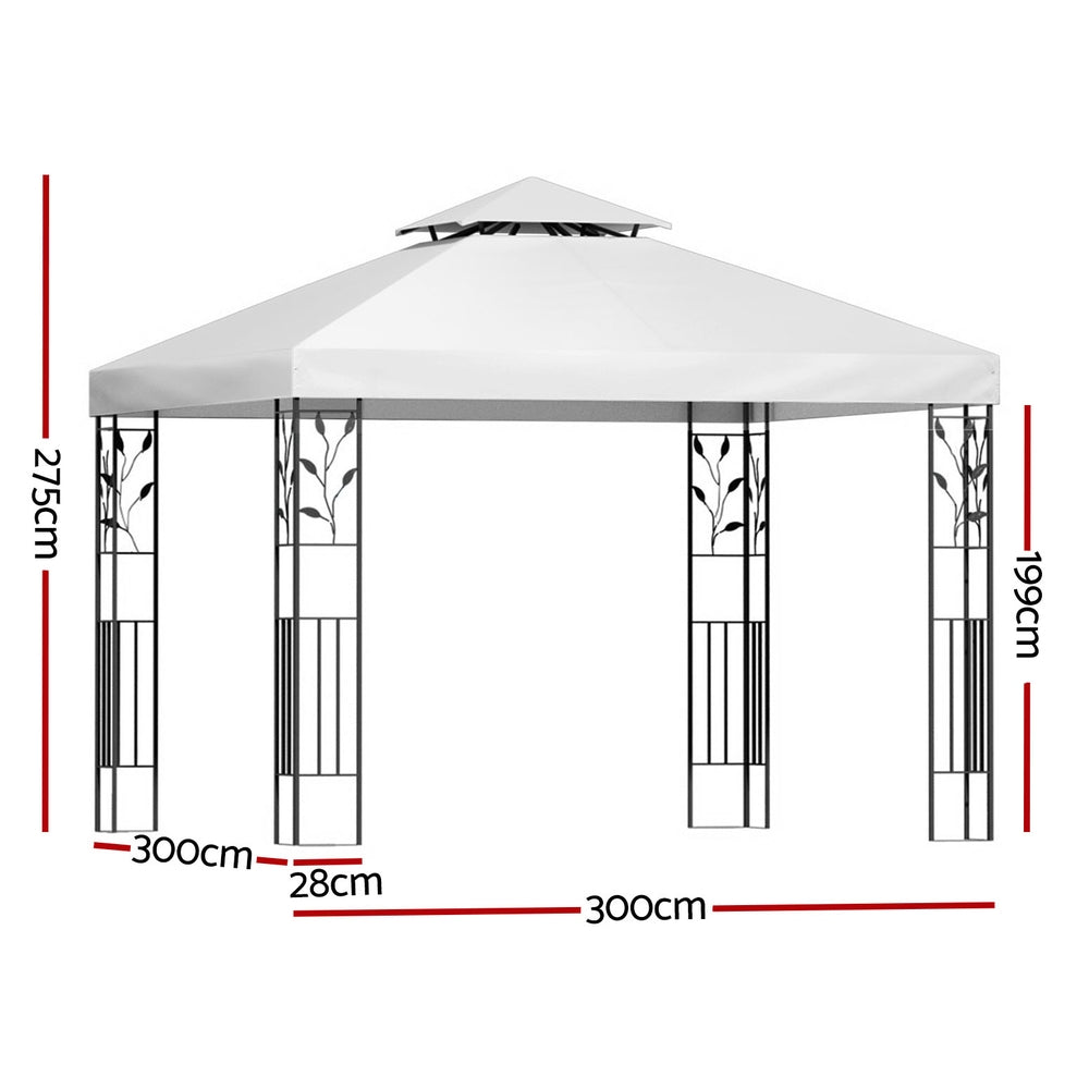 Canopies & Gazebos: Instahut Gazebo 3x3m Marquee Outdoor Wedding Party Event Tent Home Iron Art Shade White