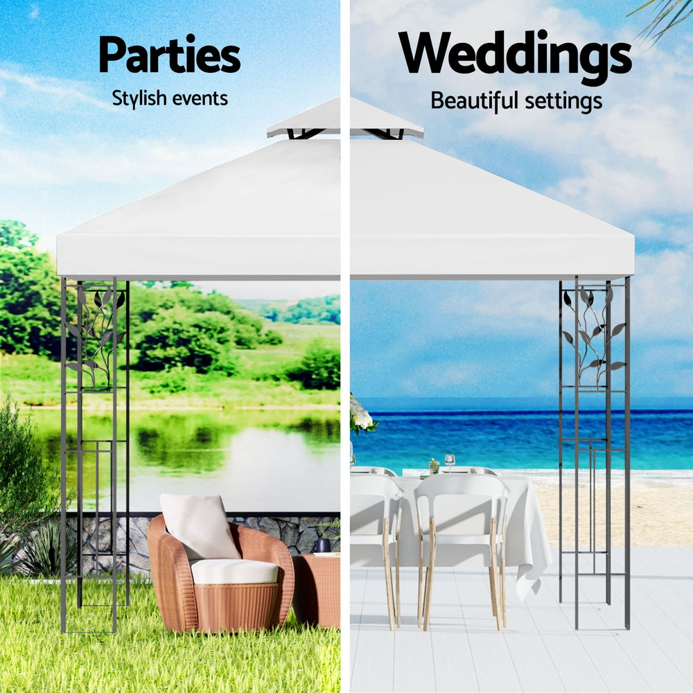 Canopies & Gazebos: Instahut Gazebo 3x3m Marquee Outdoor Wedding Party Event Tent Home Iron Art Shade White