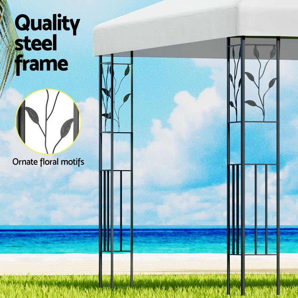Canopies & Gazebos: Instahut Gazebo 3x3m Marquee Outdoor Wedding Party Event Tent Home Iron Art Shade White