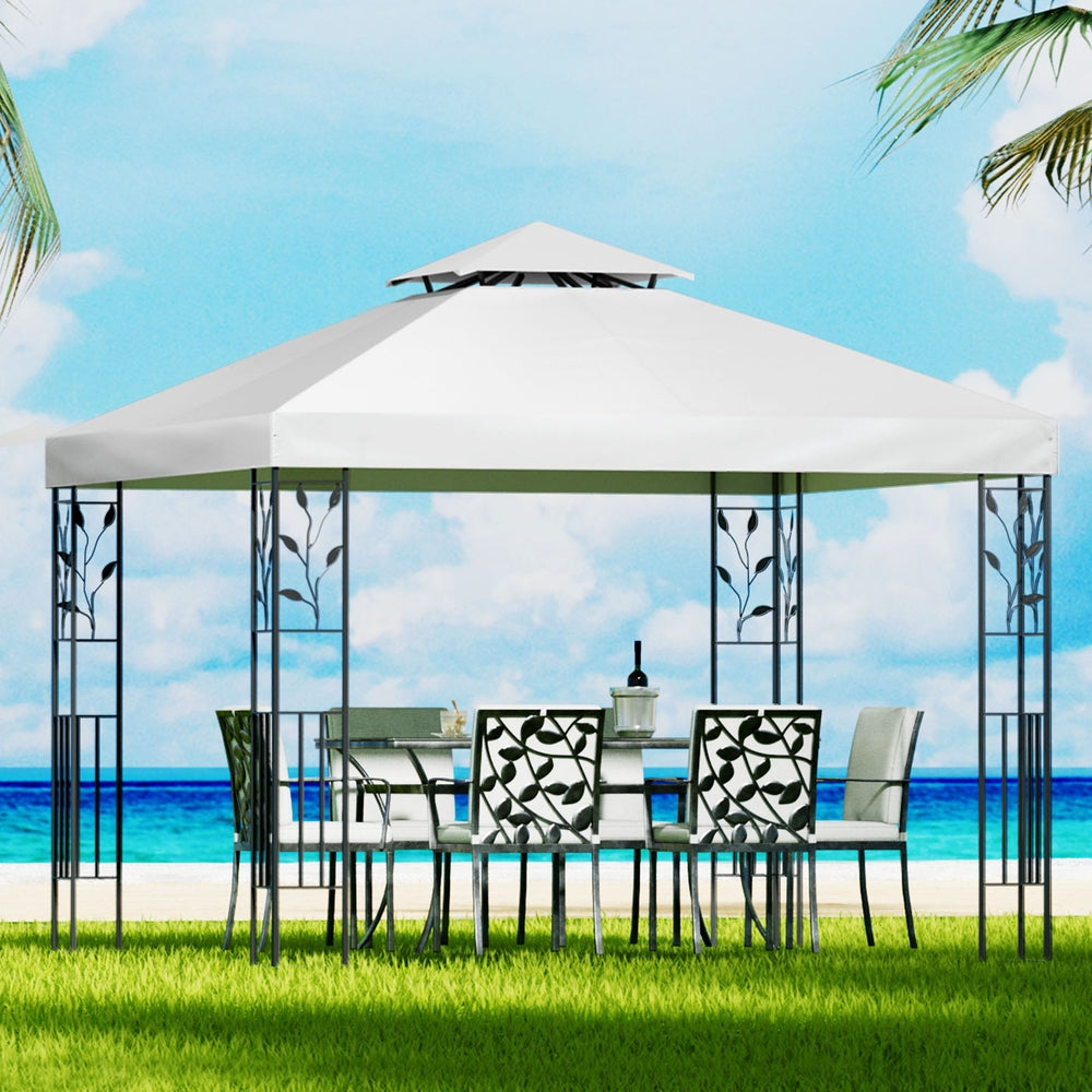 Canopies & Gazebos: Instahut Gazebo 3x3m Marquee Outdoor Wedding Party Event Tent Home Iron Art Shade White