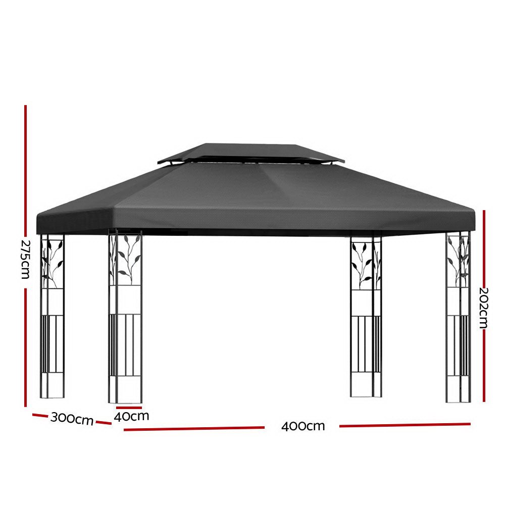 Canopies & Gazebos: Instahut Gazebo 4x3m Marquee Outdoor Wedding Party Event Tent Home Iron Art Shade Grey