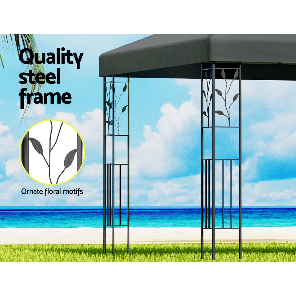 Canopies & Gazebos: Instahut Gazebo 4x3m Marquee Outdoor Wedding Party Event Tent Home Iron Art Shade Grey