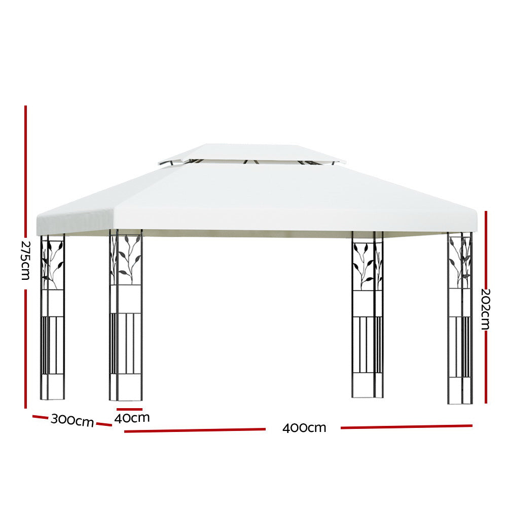 Canopies & Gazebos: Instahut Gazebo 4x3m Marquee Outdoor Wedding Party Event Tent Home Iron Art Shade White