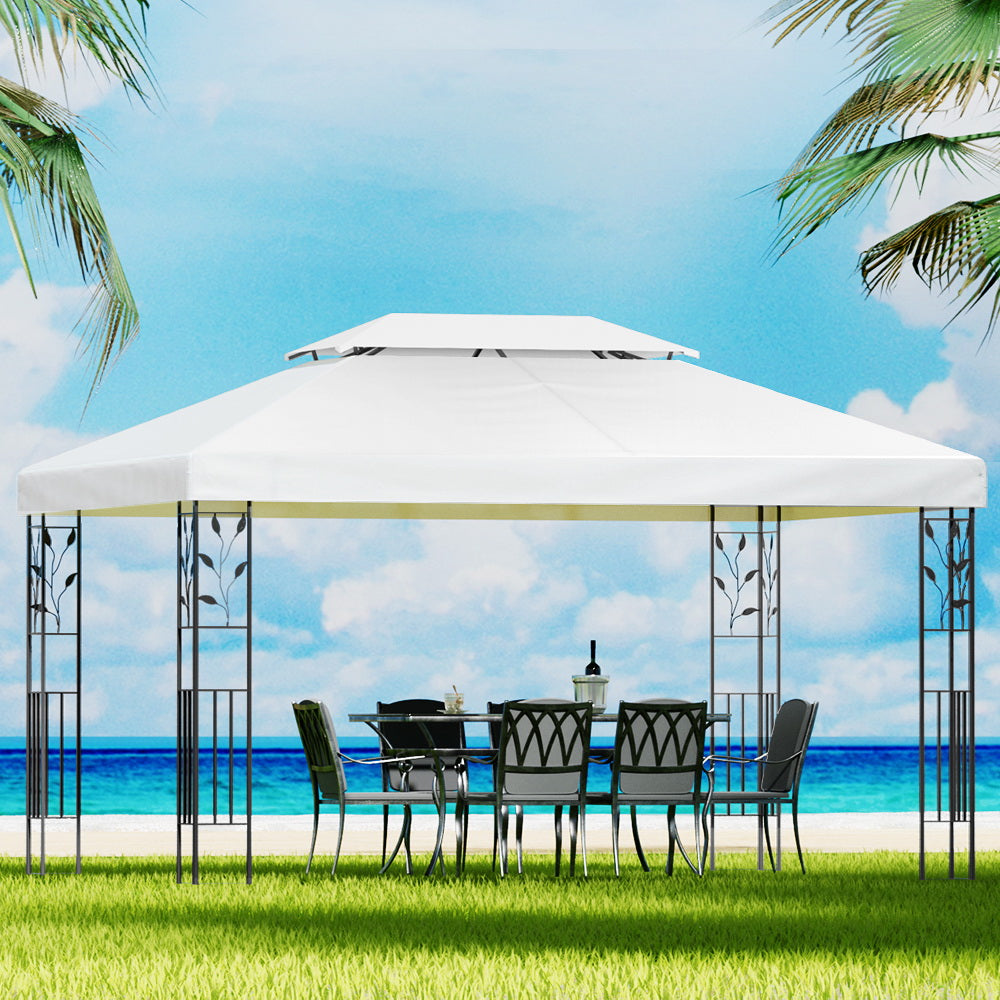 Canopies & Gazebos: Instahut Gazebo 4x3m Marquee Outdoor Wedding Party Event Tent Home Iron Art Shade White
