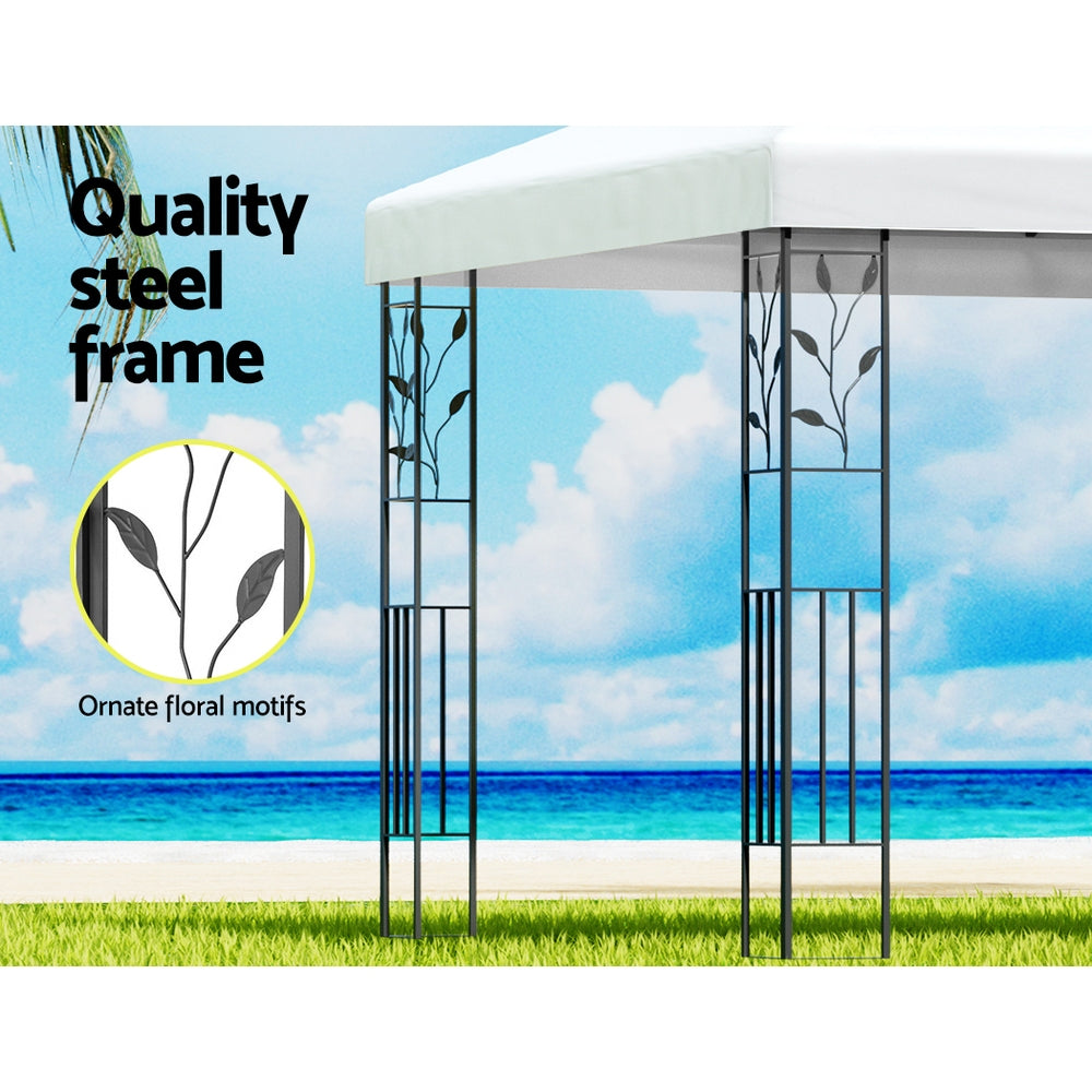 Canopies & Gazebos: Instahut Gazebo 4x3m Marquee Outdoor Wedding Party Event Tent Home Iron Art Shade White