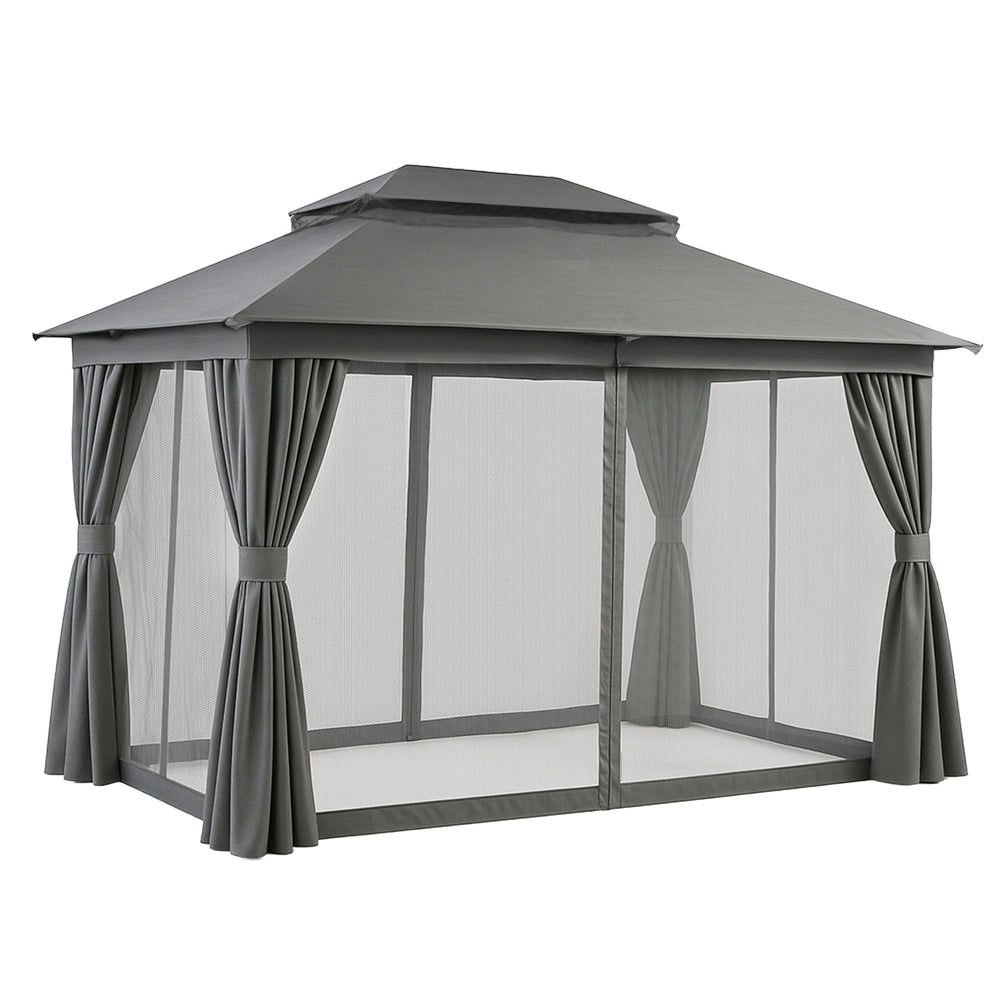 Canopies & Gazebos: Instahut Gazebo 3x4m Canopy Outdoor Steel Frame Patio Tent Curtains Marquee Grey