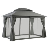 Instahut Gazebo 3x4m Canopy Outdoor Steel Frame Patio Tent Curtains Marquee Grey