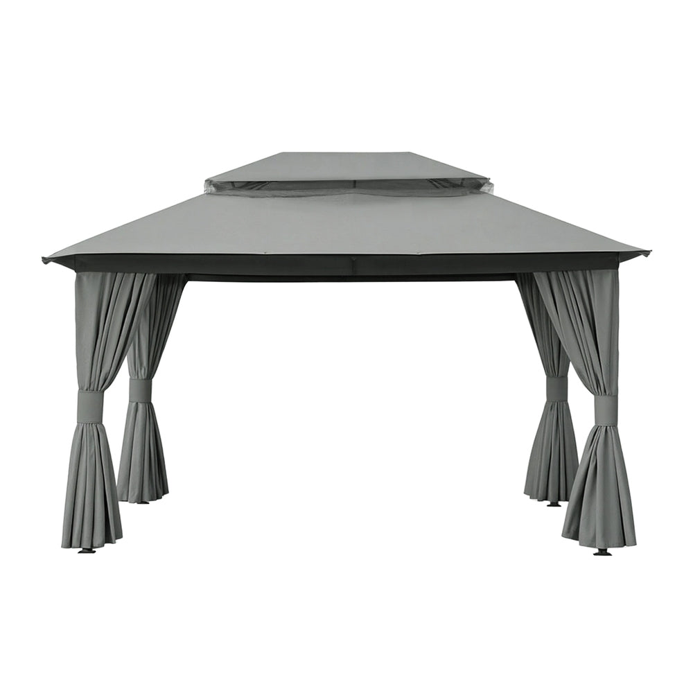 Canopies & Gazebos: Instahut Gazebo 3x4m Canopy Outdoor Steel Frame Patio Tent Curtains Marquee Grey