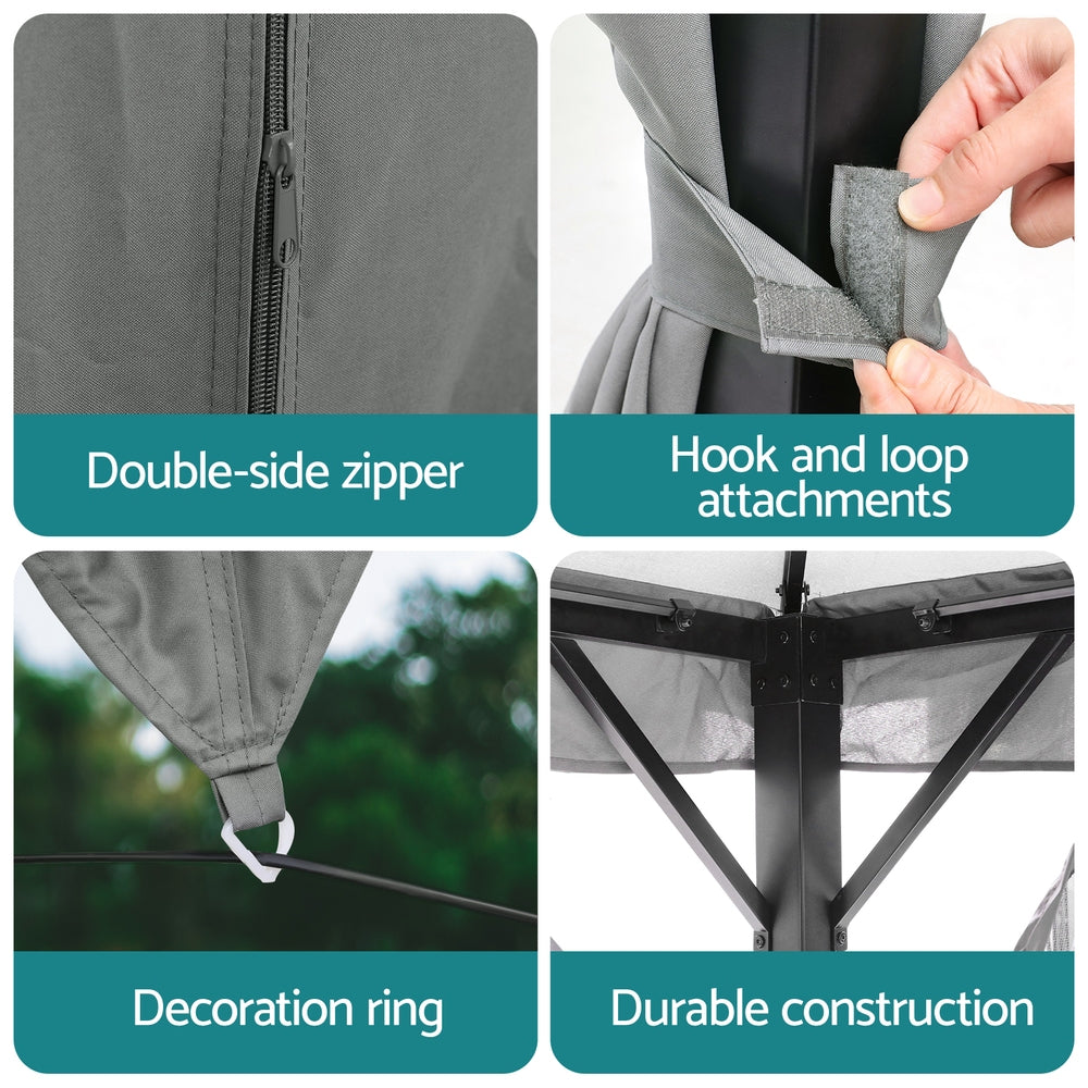 Canopies & Gazebos: Instahut Gazebo 3x4m Canopy Outdoor Steel Frame Patio Tent Curtains Marquee Grey