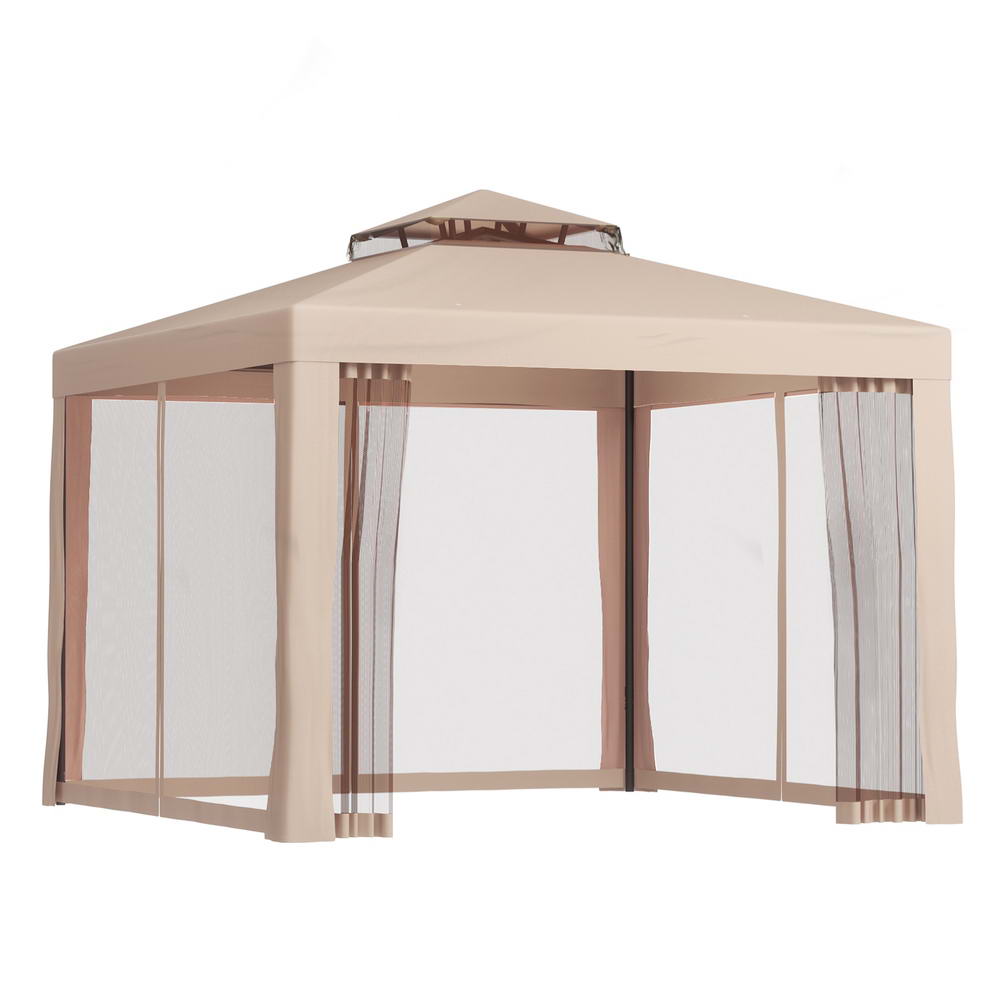 Canopies & Gazebos: Instahut Gazebo Marquee 3m Outdoor Event Tent Camping Party Mesh Wall Canopy Brown