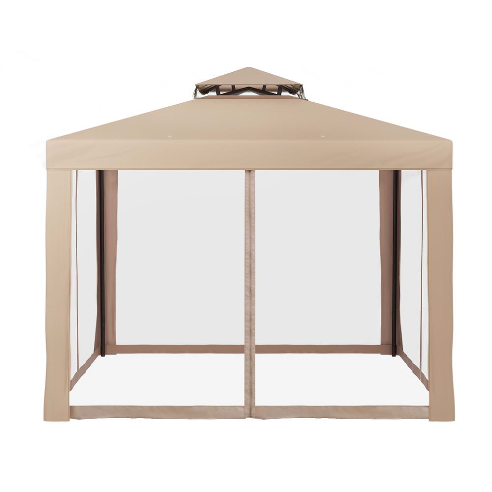 Canopies & Gazebos: Instahut Gazebo Marquee 3m Outdoor Event Tent Camping Party Mesh Wall Canopy Brown