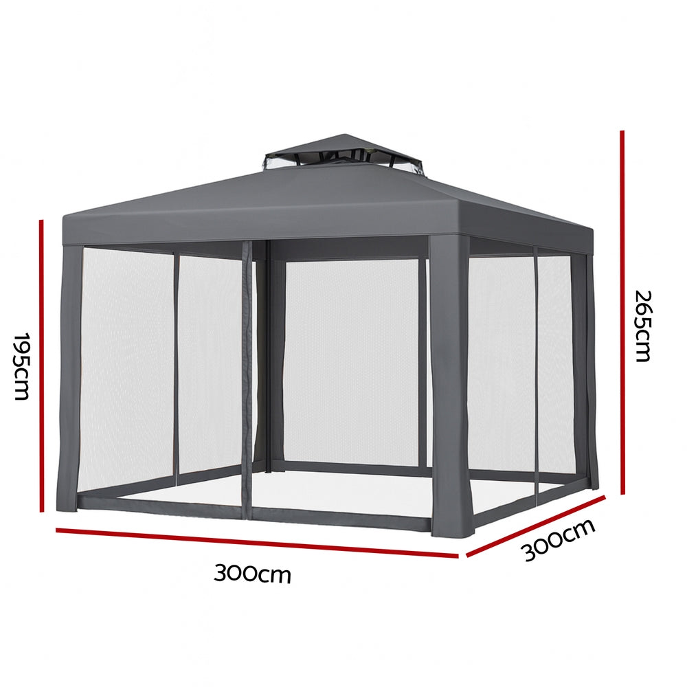 Canopies & Gazebos: Instahut Gazebo Marquee 3m Outdoor Event Tent Camping Party Mesh Wall Canopy Grey