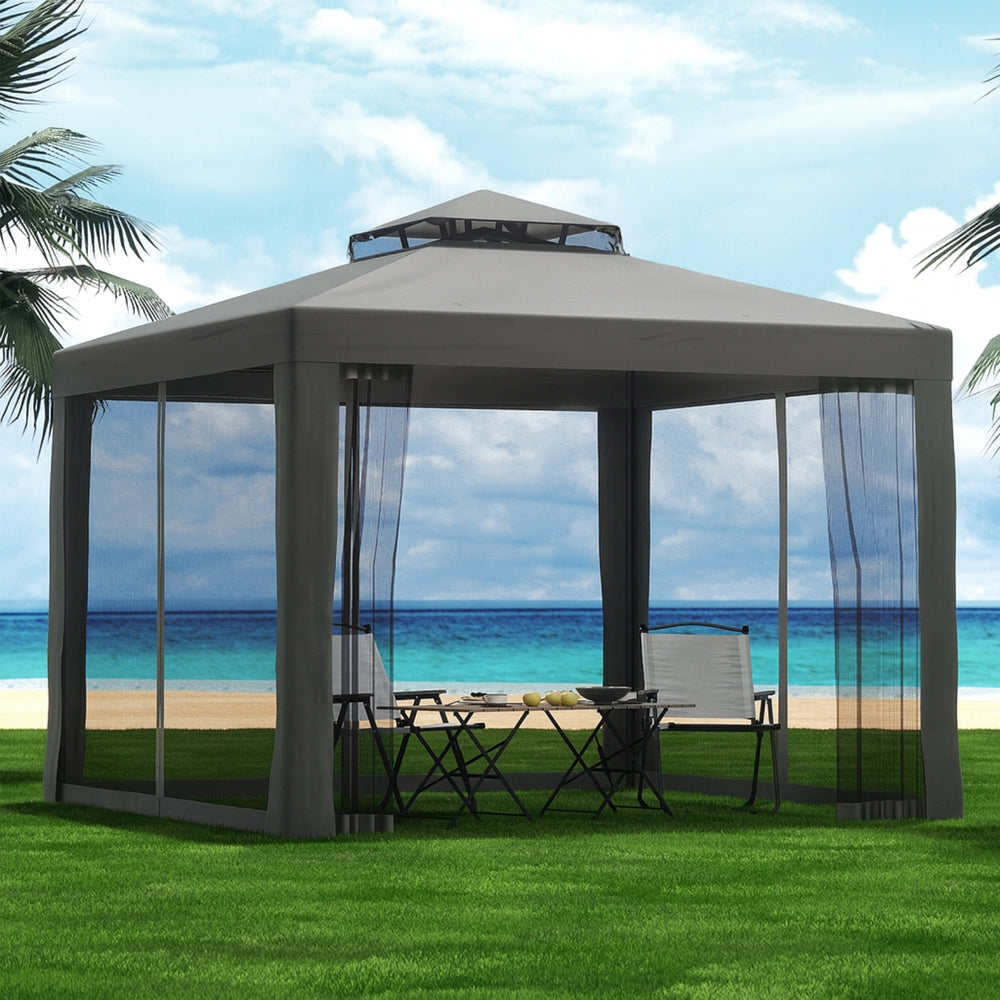 Canopies & Gazebos: Instahut Gazebo Marquee 3m Outdoor Event Tent Camping Party Mesh Wall Canopy Grey