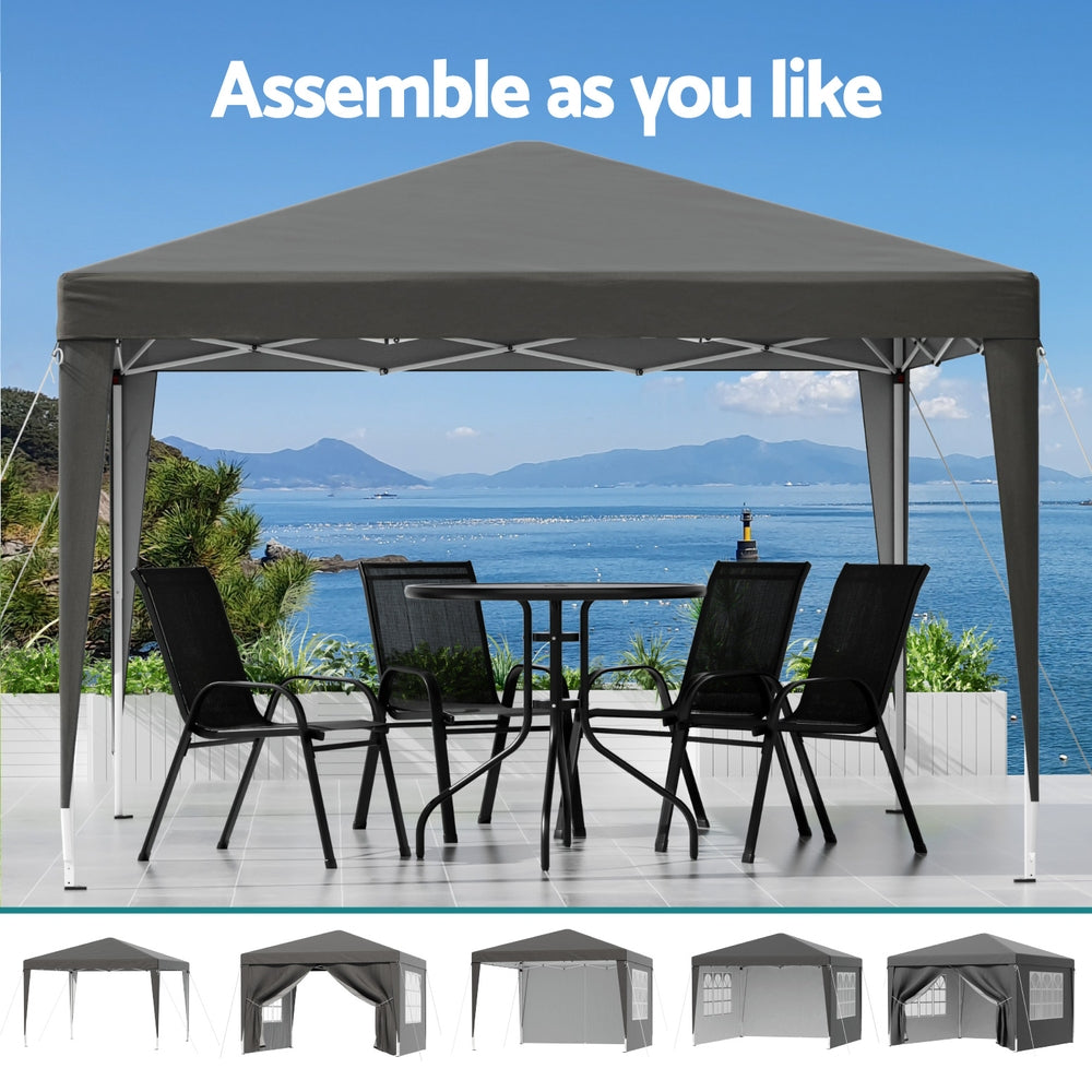Canopies & Gazebos: Instahut Gazebo 3x3 Pop Up Marquee Folding Tent Wedding Gazebos Camping Outdoor Shade Canopy Gray