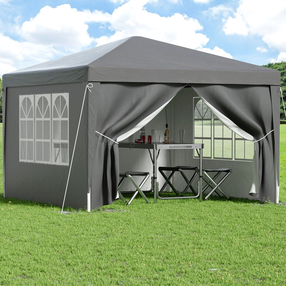 Canopies & Gazebos: Instahut Gazebo 3x3 Pop Up Marquee Folding Tent Wedding Gazebos Camping Outdoor Shade Canopy Gray
