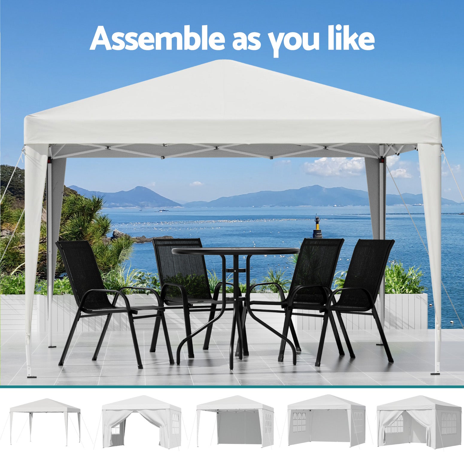 Canopies & Gazebos: Instahut Gazebo 3x3 Pop Up Marquee Folding Tent Wedding Gazebos Camping Outdoor Canopy White