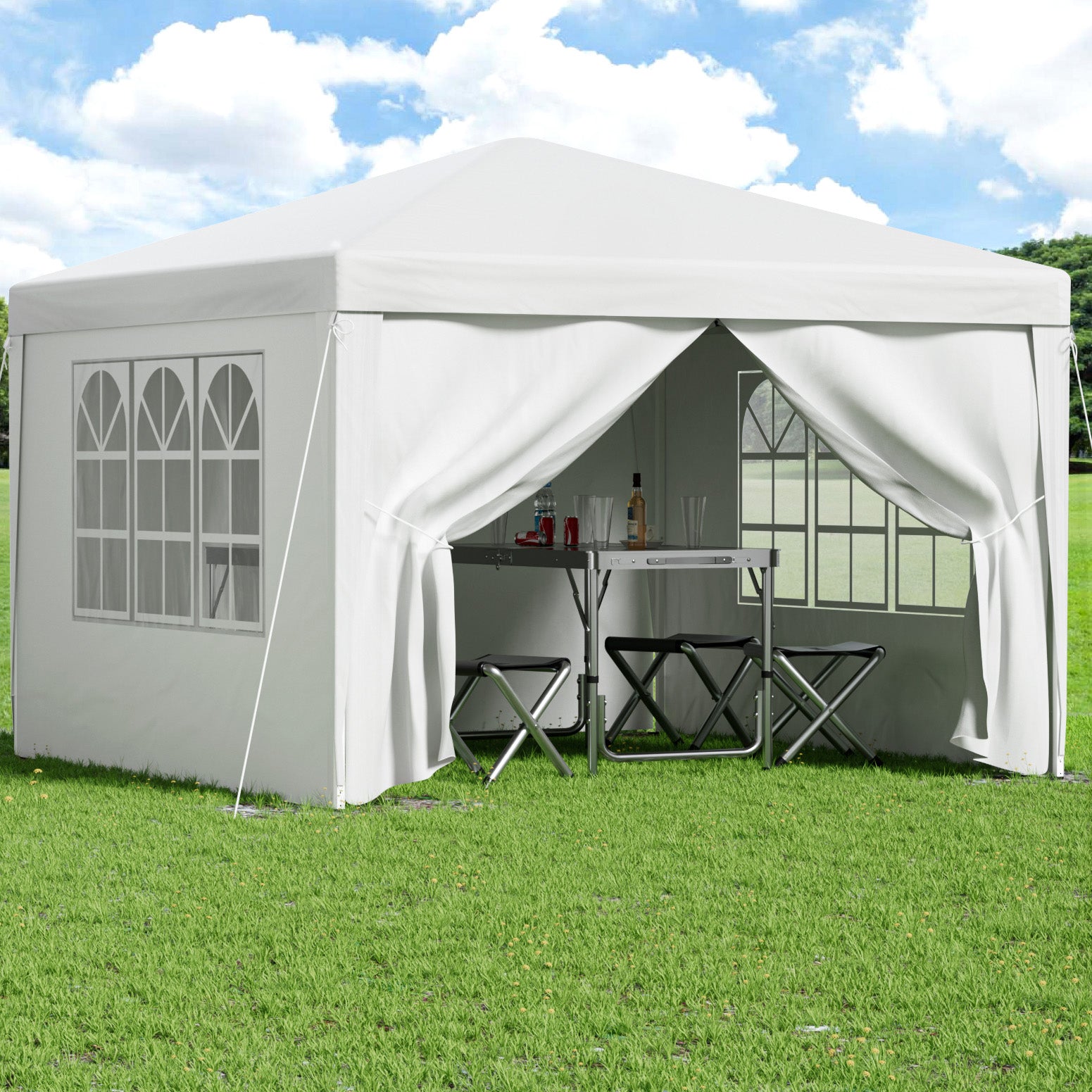 Canopies & Gazebos: Instahut Gazebo 3x3 Pop Up Marquee Folding Tent Wedding Gazebos Camping Outdoor Canopy White