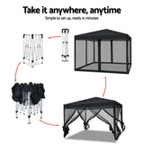 Instahut Gazebo Pop Up Marquee 3x3m Wedding Party Outdoor Camping Tent Canopy Shade Mesh Wall Black