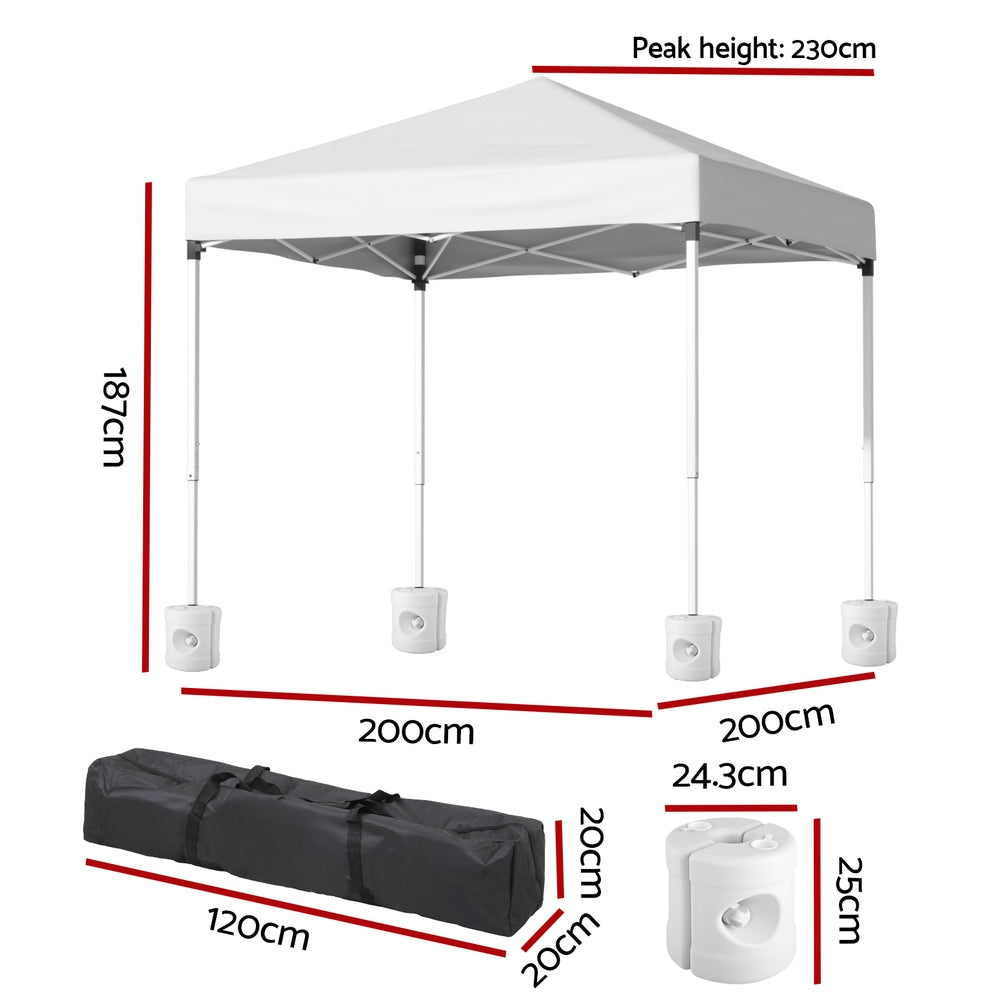 Canopies & Gazebos: Instahut Gazebo 2x2m Outdoor Patio Garden Marquee Shade w/ Base Pods White