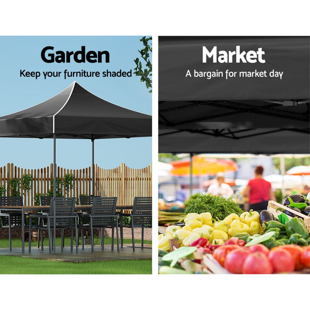 Canopies & Gazebos: Instahut Gazebo Pop Up Marquee 3x3m Folding Tent Wedding Outdoor Camping Canopy Gazebos Shade Black