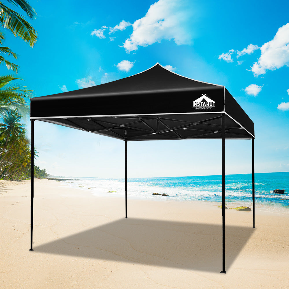 Canopies & Gazebos: Instahut Gazebo Pop Up Marquee 3x3m Folding Tent Wedding Outdoor Camping Canopy Gazebos Shade Black